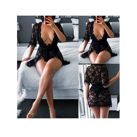 

Women s Lace Babydoll Lingerie Set Mesh Nightwear Sheer Nightgown Tops Nightgown