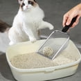 thumbnail image 2 of Pala para arena de gatos, recogedor de arena para gatos de acero inoxidable, con agujeros pequeños, caja de arena con mango largo, tamiz de arena para gatos, esencial para gatos, 2 of 4