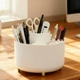 thumbnail image 4 of White Cosmetic Organizer with Gold Accents, Rotating Divided Compartment for Makeup, Vanity, Desktop, 4 of 5