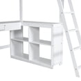 thumbnail image 6 of Twin Size Loft Bed with U-Shaped Desks and Cabinet, Wooden High Loft Bed with Storage Cubes, 2 Drawers and Inclined Ladder, for Boys Girls Teens Bedroom, No Box Spring Needed, 6 of 9