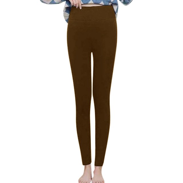 Leggings térmicos de invierno para mujer: cintura alta con cinturilla elástica, pantalones cálidos con forro afelpado, estilo informal y elegante para climas fríos.