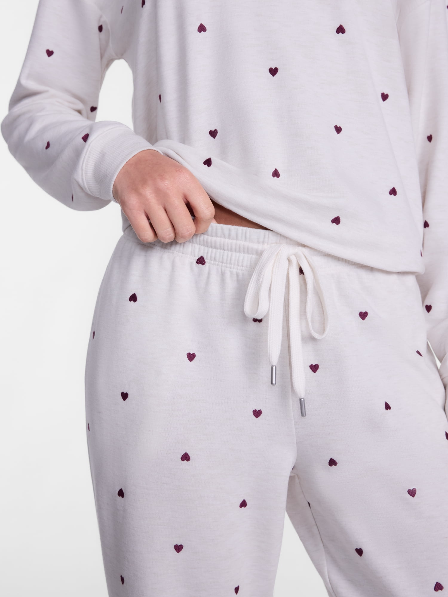 Joyspun Women's Fleece Sleep Pull On Jogger with Embroidery, Sizes XS to 3X