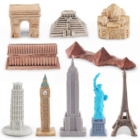 Architectural Statue of World Famous Building10 Pieces Global City Architecture FigurinesCity Toys Statues Figurines Figures of Paris Pisa London Athens Agra Palenque