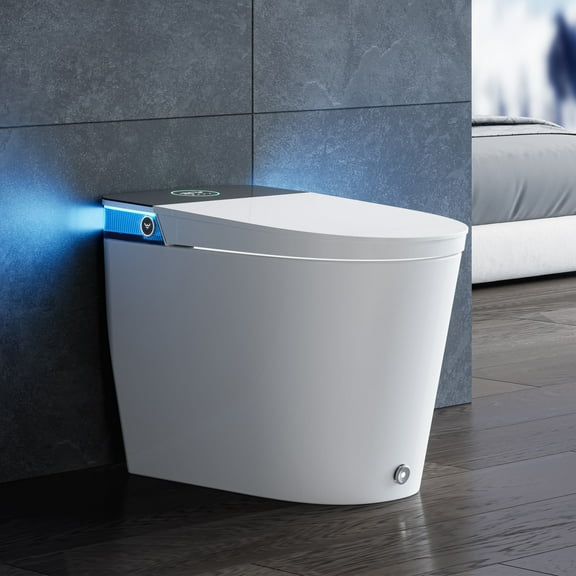HOROW Elongated Smart Toilet with Bidet ADA White Ceramic 12'' Rough In,Auto Lid