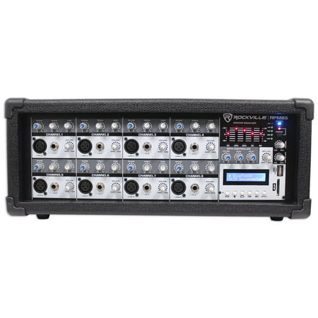 Rockville RPM85 2400w Powered 8 Channel Mixer, USB, 5 Band EQ,