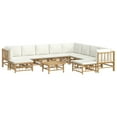 thumbnail image 3 of vidaXL 11 Piece Patio Lounge Set with Cream White Cushions Bamboo, 3 of 9