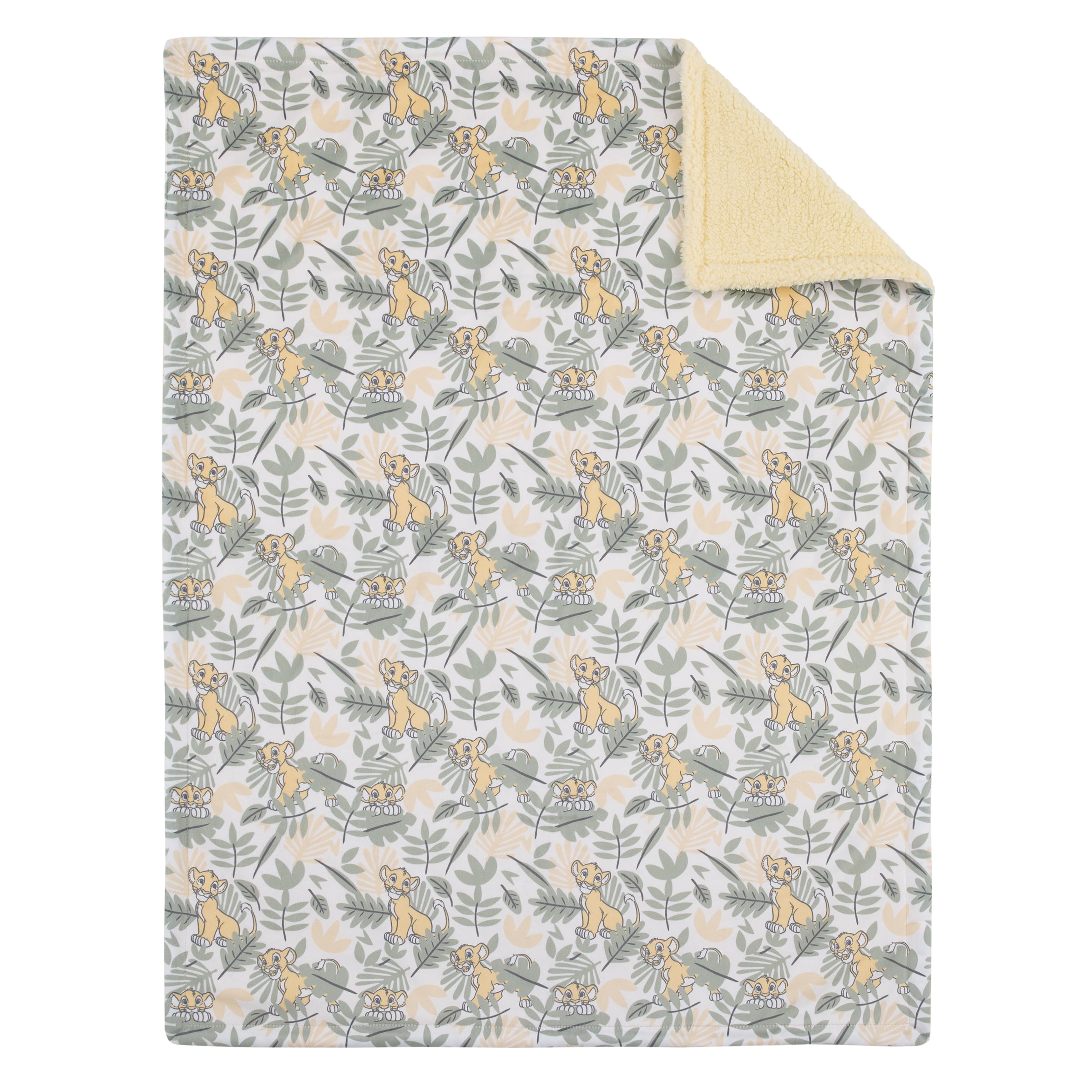 Disney Lion King Simba Yellow, Green, and White Baby Blanket