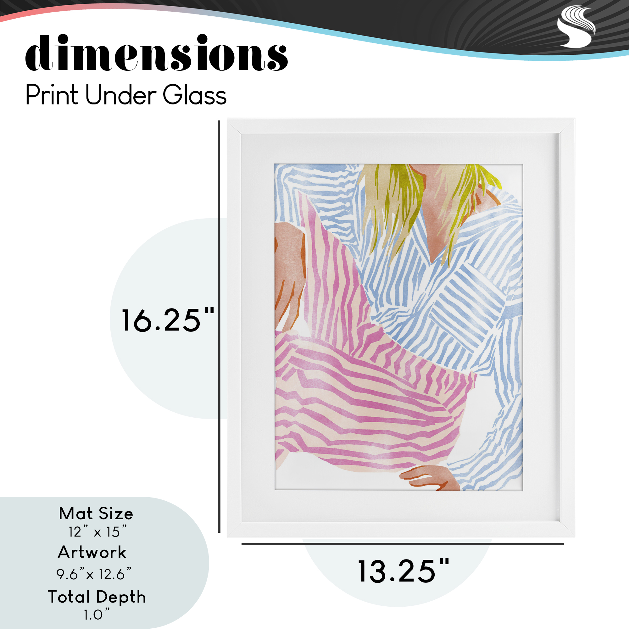 Female in Pastel Stripes White Framed Print Under Glass, design by Ziwei Li