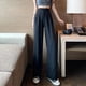 thumbnail image 5 of Pantalones de pierna ancha para mujer, de verano, finos, de cintura alta, colgantes, adelgazantes, rectos, pantalones de traje cortos casuales, combinables con todo, 5 of 6