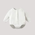 thumbnail image 4 of Busydd Baby Boy Romper 3 Months-2 Years Long Sleeve Button Down Front Baby Romper Casual Comfy Solid Color Round Neck Cotton Onesie 3-6 Months, 4 of 4