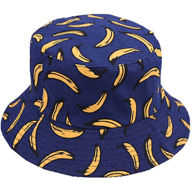 Fruit Print Bucket Hat Banana Pattern Fisherman Hats Summer Reversible Packable Cap