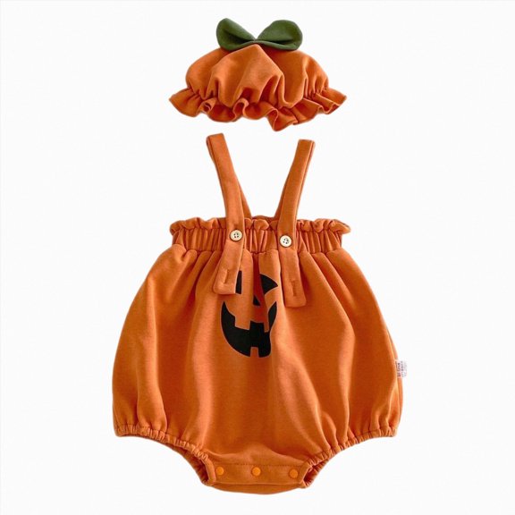 mgoYE Baby Brother Newborn Outfit Newborn Baby Boy Clothes Fall Winter Outfit Long Sleeve Romper Pocket Suspender Pants Hat 3 Piece Set Size 3-6 Months