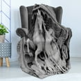 thumbnail image 4 of Retro Soft Flannel Fleece Throw Blanket, Struggling Nymph Octopus Seashell Horse in Lunettert Bologna, Cozy Plush for Indoor and Outdoor Use, 70" x 90", Grey, by Ambesonne, 4 of 5