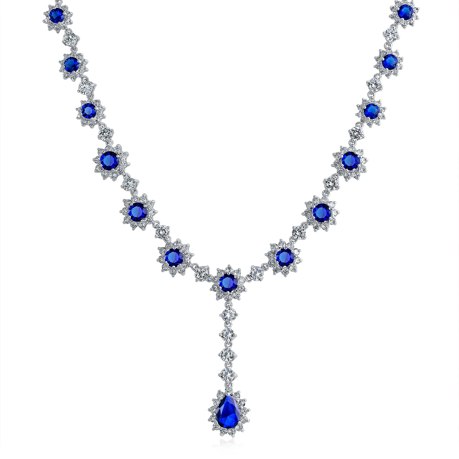 10 most romantic gifts to make your loved one feel special on valentine Royal Blue Crown Set Imitation Sapphire CZ Y Statement Necklace Silver