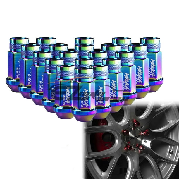 Neo Chrome 20 PCS M12X1.25mm Screw Lug Nuts Short Tuner Aluminum Wheels