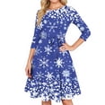 thumbnail image 2 of Women's Cocktail Dresses 3/4 Sleeve Vintage Wedding Guest Christmas Dress for Holiday Parties and Special Events,Blue,XL, 2 of 5