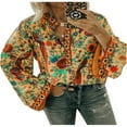 thumbnail image 1 of Hauts Amples Décontractés Boho à Manches Longues pour Femmes, Tunique Hippie Gitane pour Dames, Chemisier, 1 of 6
