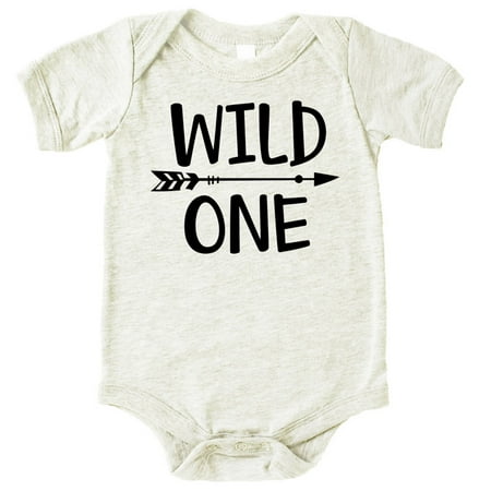 

Wild One Boys 1st Birthday Bodysuit for Baby Boys First Birthday Outfit Natural Heather Bodysuit 18 Months