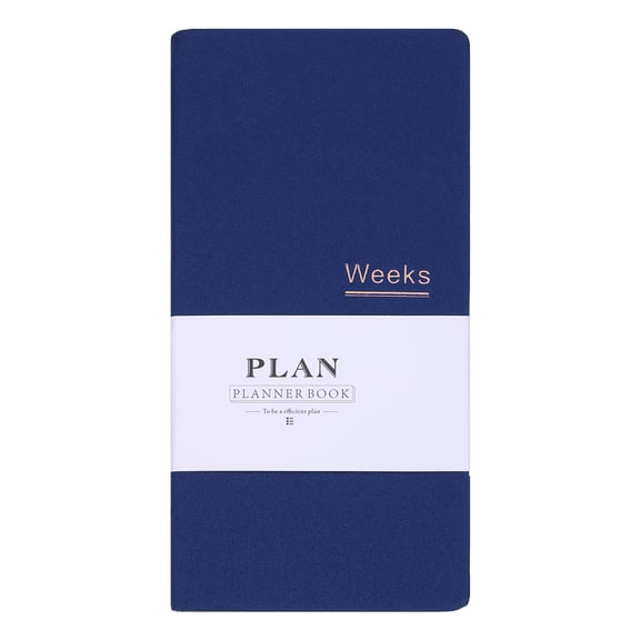A6 Weekly Planner Undated 7.4x3.7" Pocket Size Dark Blue Planner - Undated Weekly Organizer Schedule Organizer Week Plan Notebook for Office Study Personal Planning