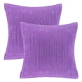 thumbnail image 4 of Soft Corduroy Striped Velvet Square Decorative Throw Pillow Cusion For Couch, 20" x 20", Violet Purple, 2 Pack, 4 of 6