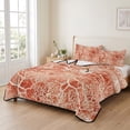 thumbnail image 2 of Quilts Twin Size Bedding Set, Coral Branches Lightweight Quilted Comforter, Terracotta Orange Boho Modern Abstract Art Soft Reversible Bedspread Coverlet with Pillow Covers for All Season, 68" x 86", 2 of 9