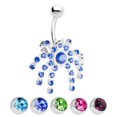 thumbnail image 1 of Spider Belly Ring - 14ga Spider with Dangle Legs - CZ Gems & 316L Steel, 1 of 1