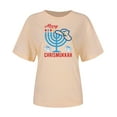 thumbnail image 5 of Penkiiy Happy Hanukkah Shirt Women Chrismukkah Shirt Cat Candle Shirt Love and Light T-Shirt Festival Short Sleeve Tops Beige, 5 of 9