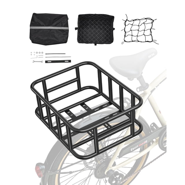 VEVOR Rear Bike Basket Medium Bicycle Basket Cargo Net Rainproof Cover Liner