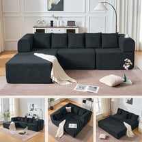 Timbernest 106" Oversized Modular Sectional Sofa, L Shaped Cloud Couch with Deep Seat, Modern Velvet Boneless Couch with Movable Chaise & 5 Pillows for Living Room, No Assembly Required, Black