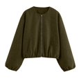 thumbnail image 3 of Aellinatey Womens Cropped Bomber Jacket Casual Zip Up Varsity Jackets Trendy Outwear Coats with Welt Pockets, 3 of 10