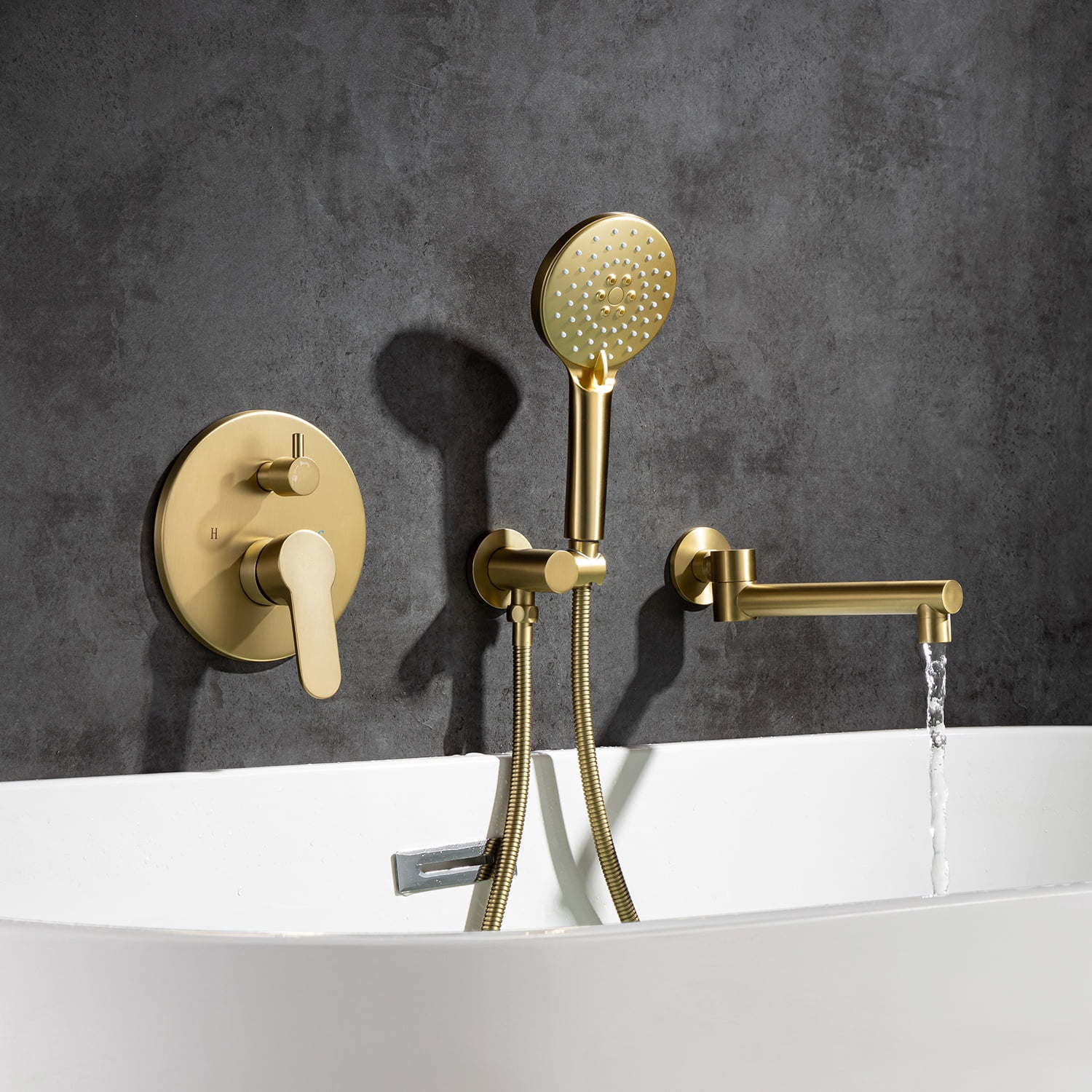 Rainlex One-Handle 1-Spray Setting Brushed Gold Bathtub Shower Faucet