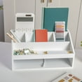 thumbnail image 3 of Martha Stewart Weston Wooden Desktop Organizer with Open Lower Storage Compartment, Engineered Wood Multipurpose Storage Caddy, White, 3 of 10