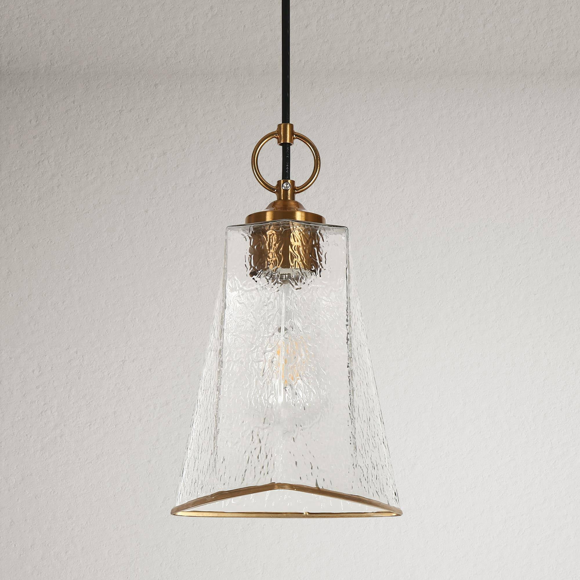 LNC Modern Cone Glass Pendant Light, 6.7" Polished Gold and Black Mini Ceiling Fixture