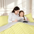 thumbnail image 4 of Manfei Minimalism Check Twin Comforter Sets,Classic Plaid Bedding Set,Yellow White,Light Gray Reversible,2-Piece,1 Comforter and 1 Pillowcase,2-Piece,1 Comforter and 1 Pillowcase, 4 of 7