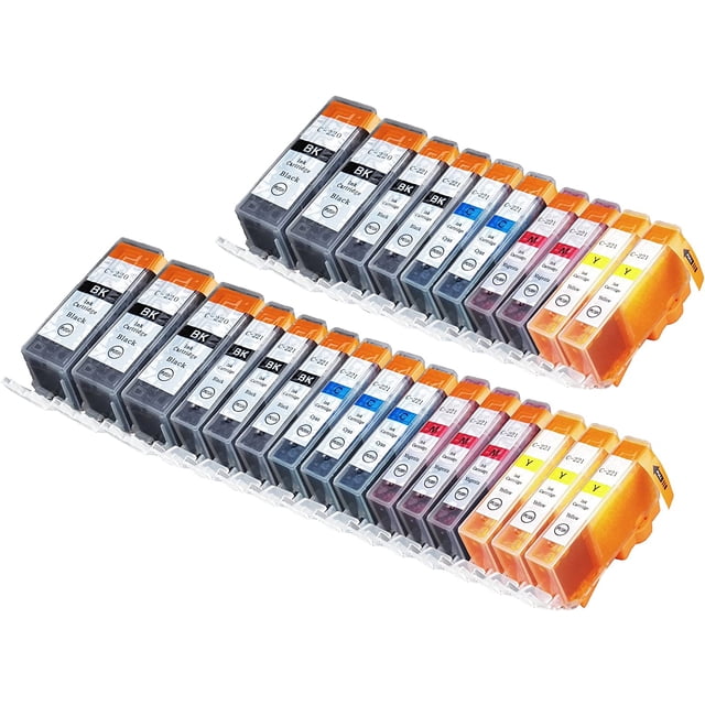 Zulu Inks® Compatible Ink Cartridge Replacement for PIXMA 25 Pack CLI-221 , PGI-220 5 Small Black, 5 Cyan, 5 Magenta, 5