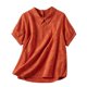 thumbnail image 1 of Tops de Algodón de las Mujeres Y Solapa de Lino Manga Corta de Verano, Camisa Nueva Casual para las Mujeres, 1 of 7