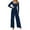 Navy, variant on sususu Women's Jumpsuit Long Sleeve Square Neck Belted Wide Leg Romper Outfit Elegant Casual Loose Overalls,Navy,S