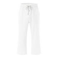 thumbnail image 4 of JJHGVB Capri Pants for Women Petite Capris for Women Petite Length Plus Size Pants Women High Waisted Pants Comfy Straight Leg Pants With Pockets Drawstring Pants Women Athletic Capris White XL, 4 of 5