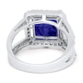 thumbnail image 3 of Halo Split Shank Engagement Ring Blue Sapphire CZ 925 Sterling Silver Size 6, 3 of 7