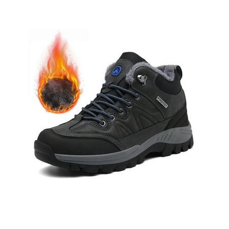 

Rotosw Mens Sneakers Lace Up Hiking Shoes Breathable Trekking Shoe Comfortable Non-Slip Ankle Boots Walking Athletic Warm Booties Gray 10.5