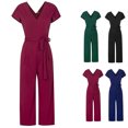 thumbnail image 4 of Femmes V-Cou Combinaison Manches Courtes Couleur Unie Été Combinaison Femmes Combinaison Rompers, 4 of 8