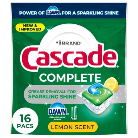 Cascade Complete Dishwasher Detergent Lemon, 16ct