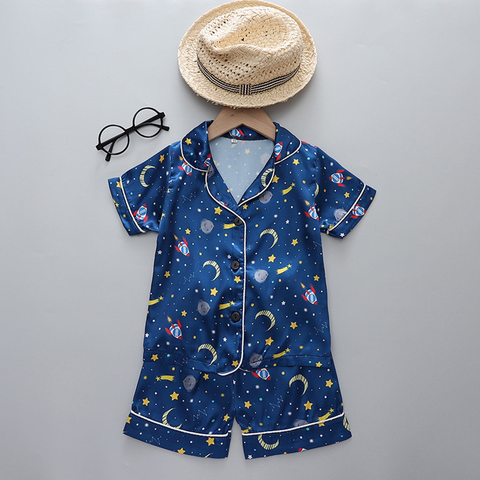 Big Kid Girl Pajamas Blanket Sleepers Girls Kids Toddler Baby Girls Spring Summer Cartoon Print Short Sleeve Sleepwear Outfits Girls Clothes Dark Blue 12 18 Months Walmart