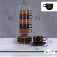 thumbnail image 6 of Servette Home Ceramic Stackable 5oz Espresso Coffee Cups with Saucers and Stand-Set of 6 (Brown Tan), 6 of 7