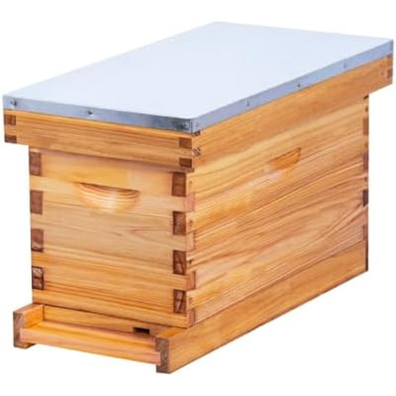 5 Frame Nuc Complete Bee Hive Kit Langstroth Beehive Box Dipped in Beeswax Include Beehive Frames and Waxed Foundation Sheets$$Animal Other