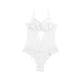 thumbnail image 5 of Penkiiy Women's Rompers Women's Sexy Lingerie Lace Teddy Bodysuits Nightwear With Mask Underwear White Rompers, 5 of 5