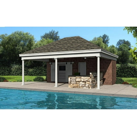 763-493: Pool house Cottage 0 Bed, 1 Bath Luxury Home Plan, 0 Sq Ft: Full Blueprints with License to Build by Home Plan Marketplace - Lesuto