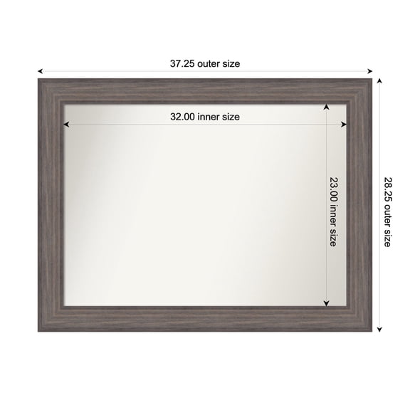 Amanti Art Custom Wall and Bathroom Mirror (28.25 x 37.25 in.), Country Barnwood Frame
