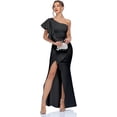 thumbnail image 3 of HSHDLDF Women's One Shoulder Ruffled Split Mermaid Evening Gown Cocktail Long Formal Dress, 3 of 6