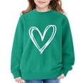 thumbnail image 2 of GiLiling Girls Preppy Heart Sweatshirt, Cute Oversized Pullover, Kids Valentine's Day Graphic Crewneck Athletic Sweater with Pocket (Green, 3-4 Years), 2 of 5